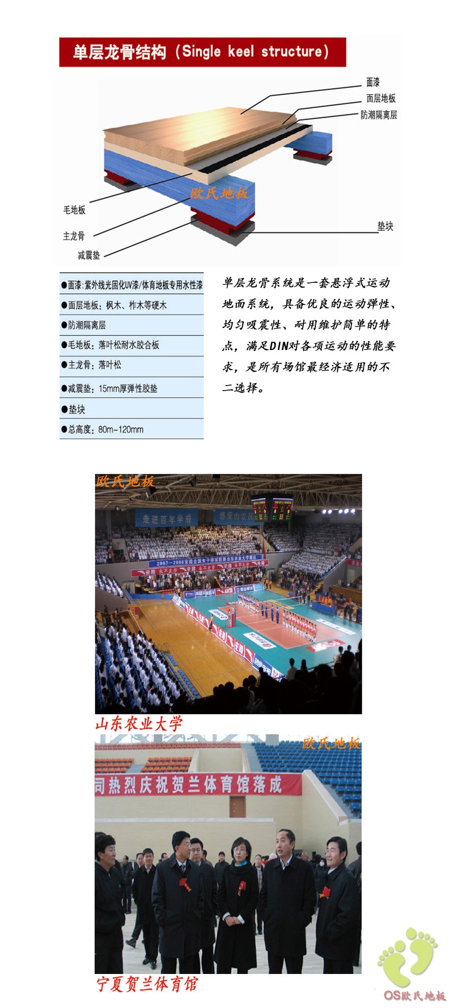 運(yùn)動(dòng)木地板單層龍骨結(jié)構(gòu)